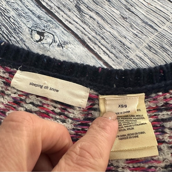 Sleeping On Snow Anthropologie Blue Midland Fair Isle Poncho Sweater Wm XS/SM - Picture 4 of 8